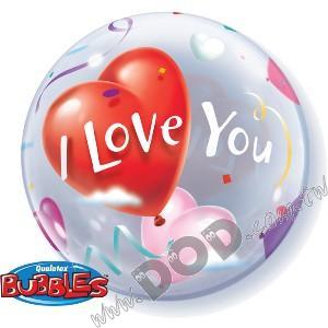 I Love You Heart Balloons Bubble 22" (#16676)