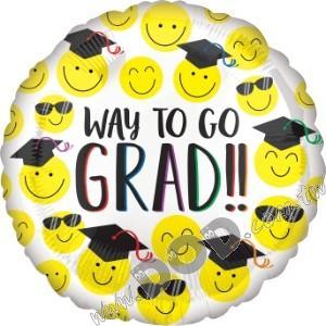 Grad Happy Face 18" (#39345)